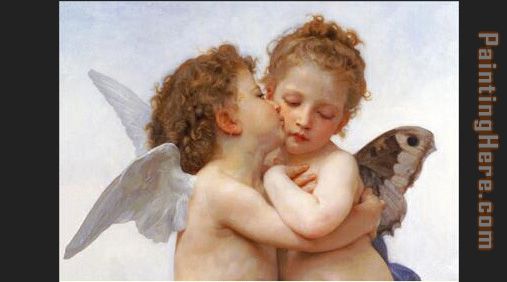 the first kiss painting - William Bouguereau the first kiss art painting